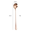 Long handle stainless steel coffee spoon in rose gold finish with 19cm length specs - Rose Gold (Round)