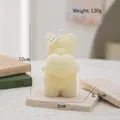 Cute cream-colored bear scented candle in column shape, size 10cm by 6cm, 130g weight - Heart Sitting Bear(77) / Cream White