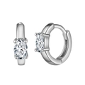 Elegant 925 sterling silver huggie earrings featuring oval cut 8A cubic zirconia stones - Lze23-p