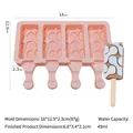 Pink 4-cavity popsicle mold with flowing ripple design and 18x12.9x2.3cm dimensions - No Lid / Pink