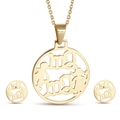Golden titanium steel jewelry set with hollow MAMA letter necklace and stud earrings - Large Gold Style (KS77754-K)