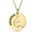 Aquarius constellation necklace with gold pendant and white crystals for women - Aquarius (KN118004-GC)