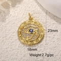 Golden Evil Eye pendant with blue resin and white zircon stones on stone background - A007-Round Blue White Eye (23x18mm)
