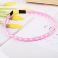 Pink polka dot headband for girls with white circular patterns on bright fabric - Pink with White Dots