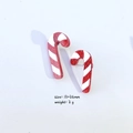 Festive red and white glitter candy cane Christmas stud earrings made of acrylic material - Candy Cane