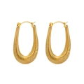 18k gold plated stainless steel spring coil earrings in oval basket hoop design - k104/Oval U-Shape Spring Wrapped Earrings