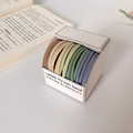 Morandi colored high elasticity hair bands set in a storage box on a white table - Striped Mixed Colors (9pcs Box)