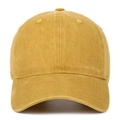 Classic mustard yellow washed cotton baseball cap with vintage embroidery and 6-panel design - Yellow
