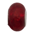 Red cylindrical resin charm bead with textured finish and silver metal core for DIY bracelets - Crackle Style (11509)