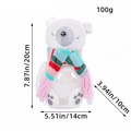 Polar bear Christmas candy jar with white plush details and colorful striped scarf - White Polar Bear