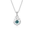 Elegant S925 sterling silver swan necklace featuring a vibrant teal crystal pendant - 925 Silver / Green Moissanite White Gold (FDTD-022)