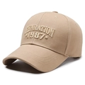 Khaki cotton baseball cap with Genration 1987 embroidery and adjustable fit - Khaki