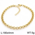 Bracciale a catena dorata a doppio cerchio con chiusura a moschettone e catenina - Catena a Doppio Anello Dorata (KB188515-Z)