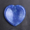 Polished blue crystal heart thumb stone with natural white inclusions and shimmer - Blue Aventurine