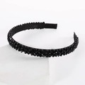 Handmade black beaded hairband with double-row sparkling crystal faceted beads - Four-Row Crystal Black