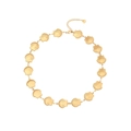 Golden scallop shell link necklace with adjustable lobster clasp on white background - Scallop Style / Gold