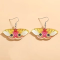 Vibrant gradient acrylic butterfly earrings with colorful spots and silver hooks - Pink Yellow Spotted Butterfly (DZ-458)