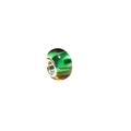 Vue détaillée de perle en résine ambre et verte avec noyau en métal argenté poli brillant - 9*14mm(Trou de 5mm) / ai-10 Pièces/Paquet / Dégradé Vert Jaune