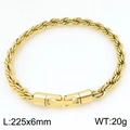 Bracciale a catena a fune dorata da 6mm con chiusura, 225mm di lunghezza e 20g di peso - Stile Oro Lucido (KB210375-KFC)