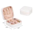 Portable white PU leather jewelry travel case with zipper and pink velvet interior - 10*10*5cm / White
