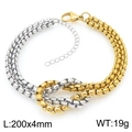 Two-tone intertwined stainless steel knot bracelet with pearl chain in gold and silver - 4mm Two-tone Bracelet (KB206180-Z)