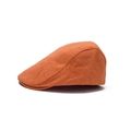 Vintage orange newsboy cap in breathable linen cotton fabric with woven texture - Orange