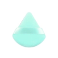 Light blue triangular powder puff with matching satin ribbon for soft makeup setting - Cyan Triangle
