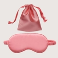 Pink satin sleep eye mask set with matching drawstring storage pouch for travel - Watermelon red