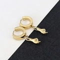 Polished gold-plated hoop earrings featuring a unique hand-shaped charm for women - Hand - Gold