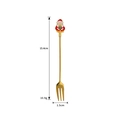 Golden Christmas dessert fork with Santa Claus charm, 15.4cm length measurement - 304 Gold Fork - Santa Claus