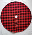 Klassieke rood-zwarte kerstboomschort met ruitpatroon en handige striksluitingen - Grote Rood-Zwarte Geruite Boomschort 48 Inch
