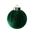 Palla di Natale in velluto verde scuro con cappuccio argento e gancio per appendere - 6cm Singolo / Verde Scuro