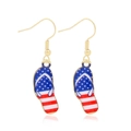 Golden flip-flop earrings with American flag pattern for Independence Day style - Style 48-USA Flag Flip Flops Gold Hook Earrings