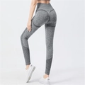 Legging de yoga gris sans couture taille haute avec effet push-up et maille filet - Gris