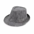 Cappello fedora in lino grigio medio con nastro abbinato su sfondo bianco - Taglia Adulto (Circa 58cm) / Grigio Melange