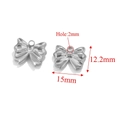 Silver stainless steel bow pendant for DIY jewelry making with dimensions 15x12mm - Steel-E (1.83g)
