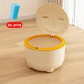 Beige pet desktop waste bin set with flip lid and one roll of 30 blue garbage bags - Yellow + 30 Trash Bags (1 Roll) / Yellow