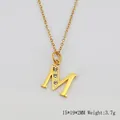 Collier initiale M en acier inoxydable plaqué or 18K avec cristaux de zircone, 3,7g - Lettre M