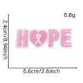 Detail view of HOPE pink ribbon embroidery patch with size dimensions and measurements - Pink Ribbon Patch Style 3 (HOPE)