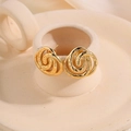 Elegant 18k gold plated spiral twisted stud earrings with polished finish for women - Geometric Spiral