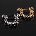 Pair of gold and silver stainless steel screw back stud earrings with round cubic zirconia - NO 3