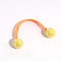 Elastic flower hair tie featuring two vibrant yellow beads on a sturdy orange cord - Knot Double Bead / Yellow
