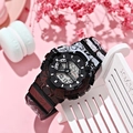 Waterproof sports digital watch with red and white graffiti print on black resin strap - Black Silver
