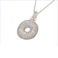 Silver-colored alphabet pendant necklace with pave-set sparkling cubic zirconia detail - Silver O