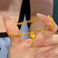 Bracciale serratura fortuna in oro 24k con perle sfaccettate e nappe - Stile Nappina Campanello con Perline Sfaccettate Oro Sabbia (48#)