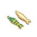 Ciondolo a forma di pesce dorato con smalto sfumato verde e giallo per gioielli fai da te - Verde/Giallo (04)