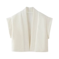 Minimalist white crinkle fabric sleeveless puffer vest shown on a clean white background - S / Off White
