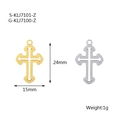 Gold and silver stainless steel cross pendants measuring 24mm by 15mm for DIY jewelry - Flat Polished Cross (S-KLJ7101-Z) / Steel