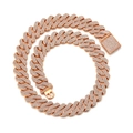 20mm rose gold Cuban chain necklace with full rhinestones and a square clasp design - 7-inch / 20mm Rose Gold