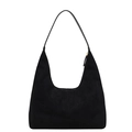 Minimalist large capacity black matte suede hobo tote bag for daily commuting - Black